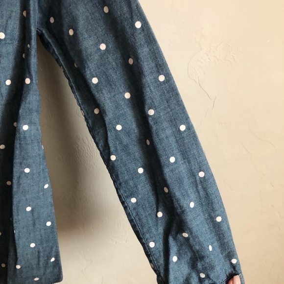 J.Crew Factory Chambray Polka Dot Button Down Top - Picture 7 of 8